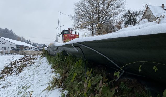 Amphibienschutzzaun mit steiler Neigung